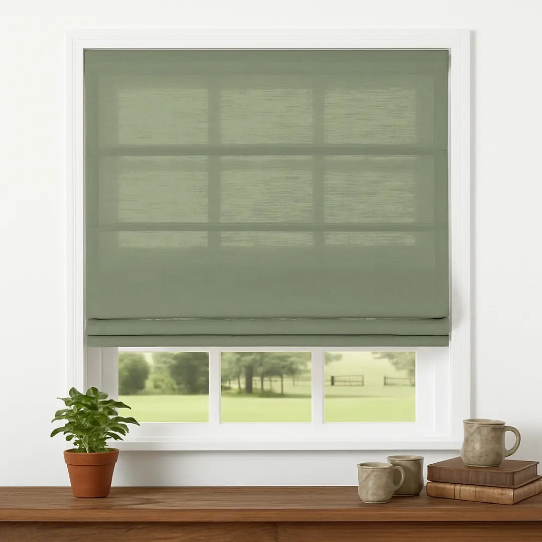 Costom Roman Shades Light Sage Green 1038-10