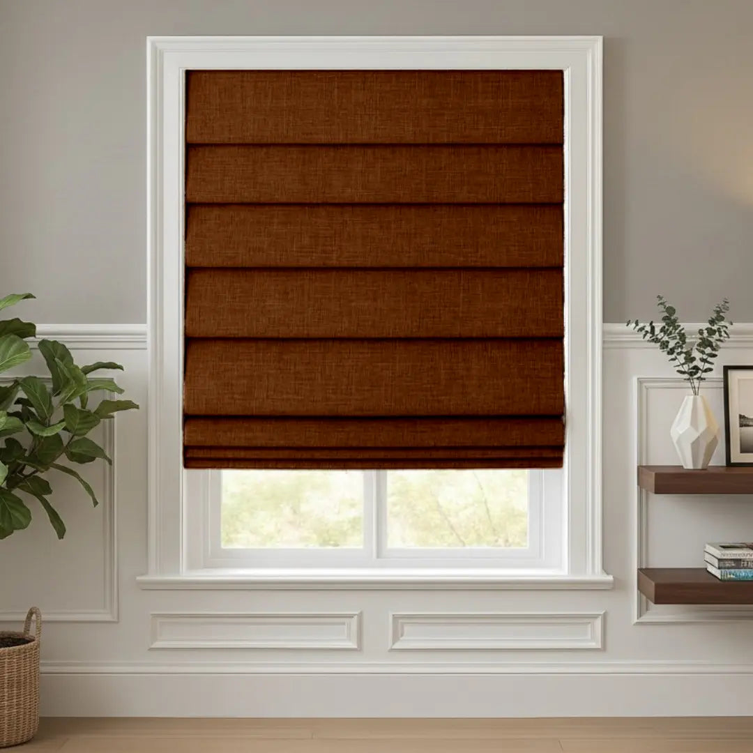 Costom Roman Shades Cognac Brown 302-12