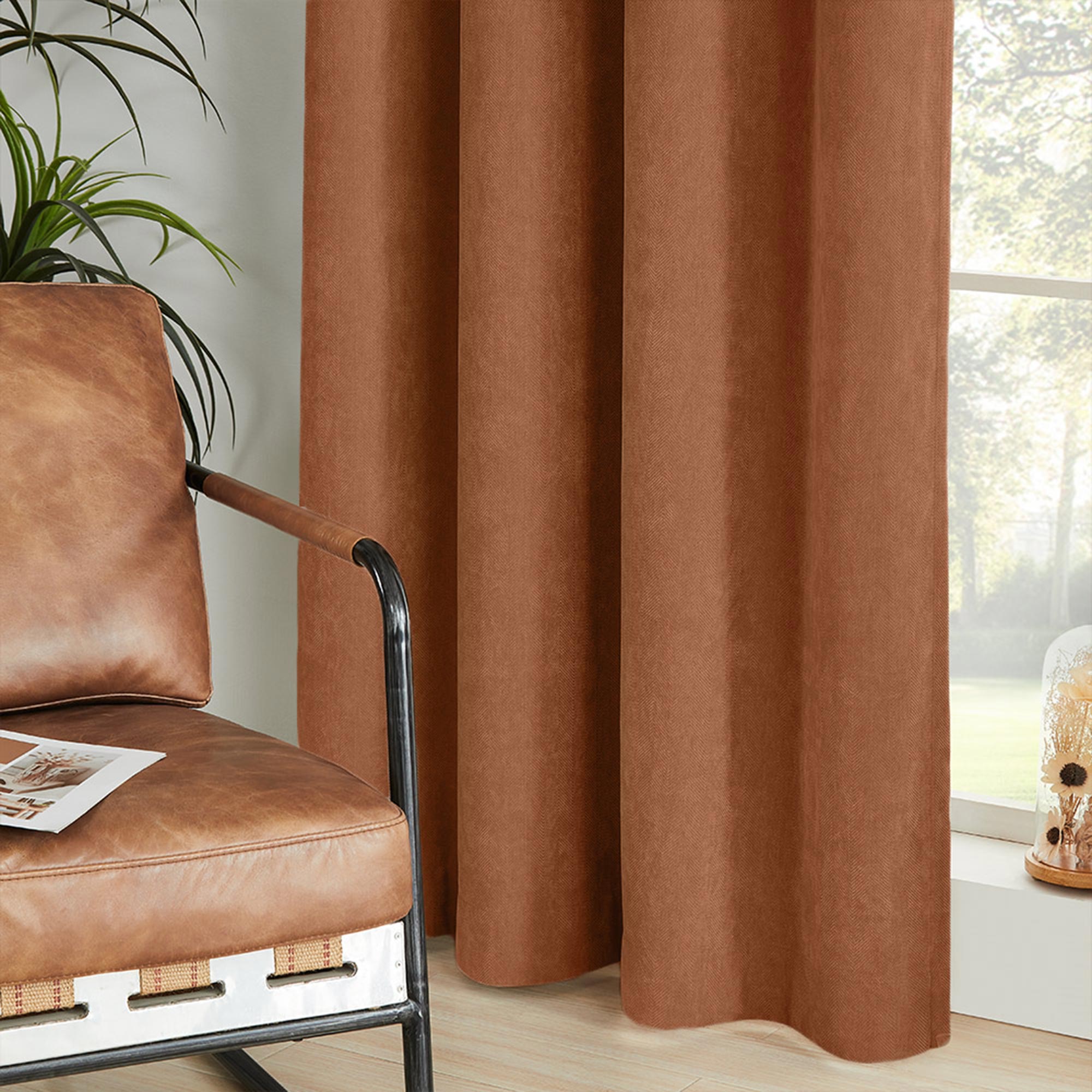 Custom Herringbone Texture Blackout Curtains
