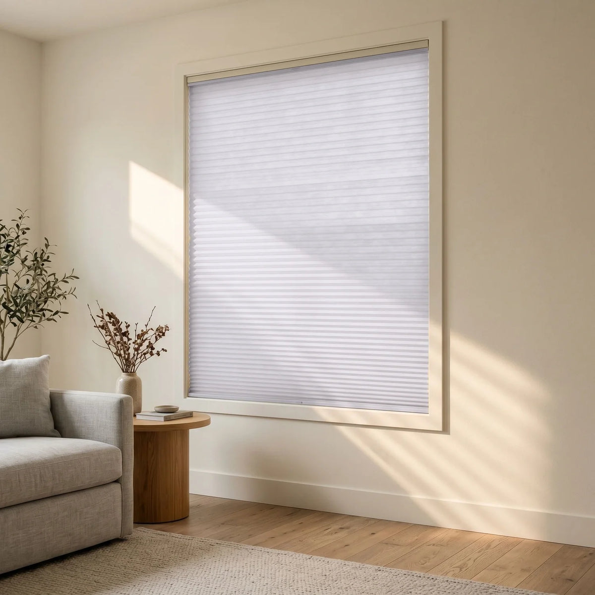 Custom Cellular Shades - Lavender Mist in Modern Living