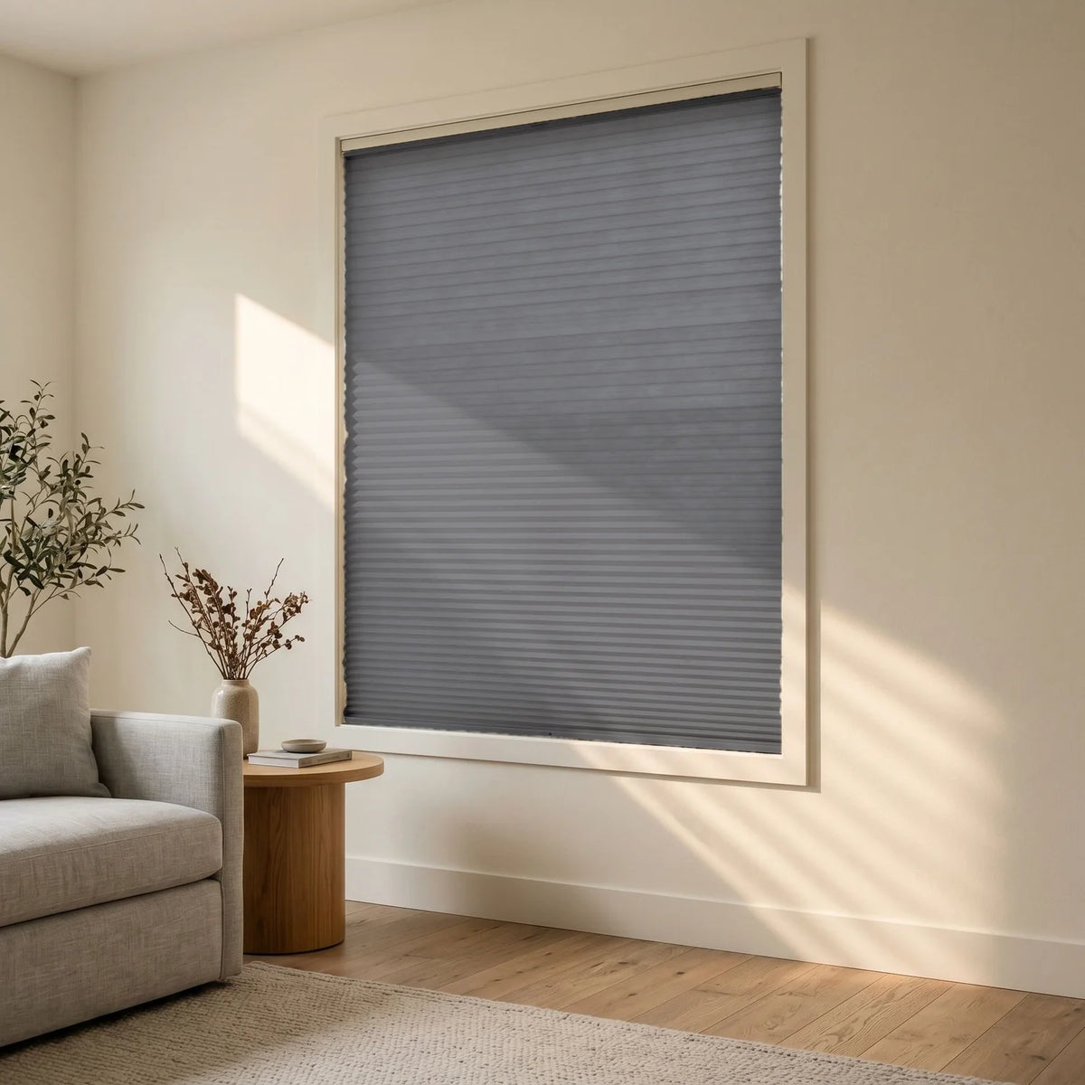 Custom Cellular Shades - Slate Grey in Modern Living