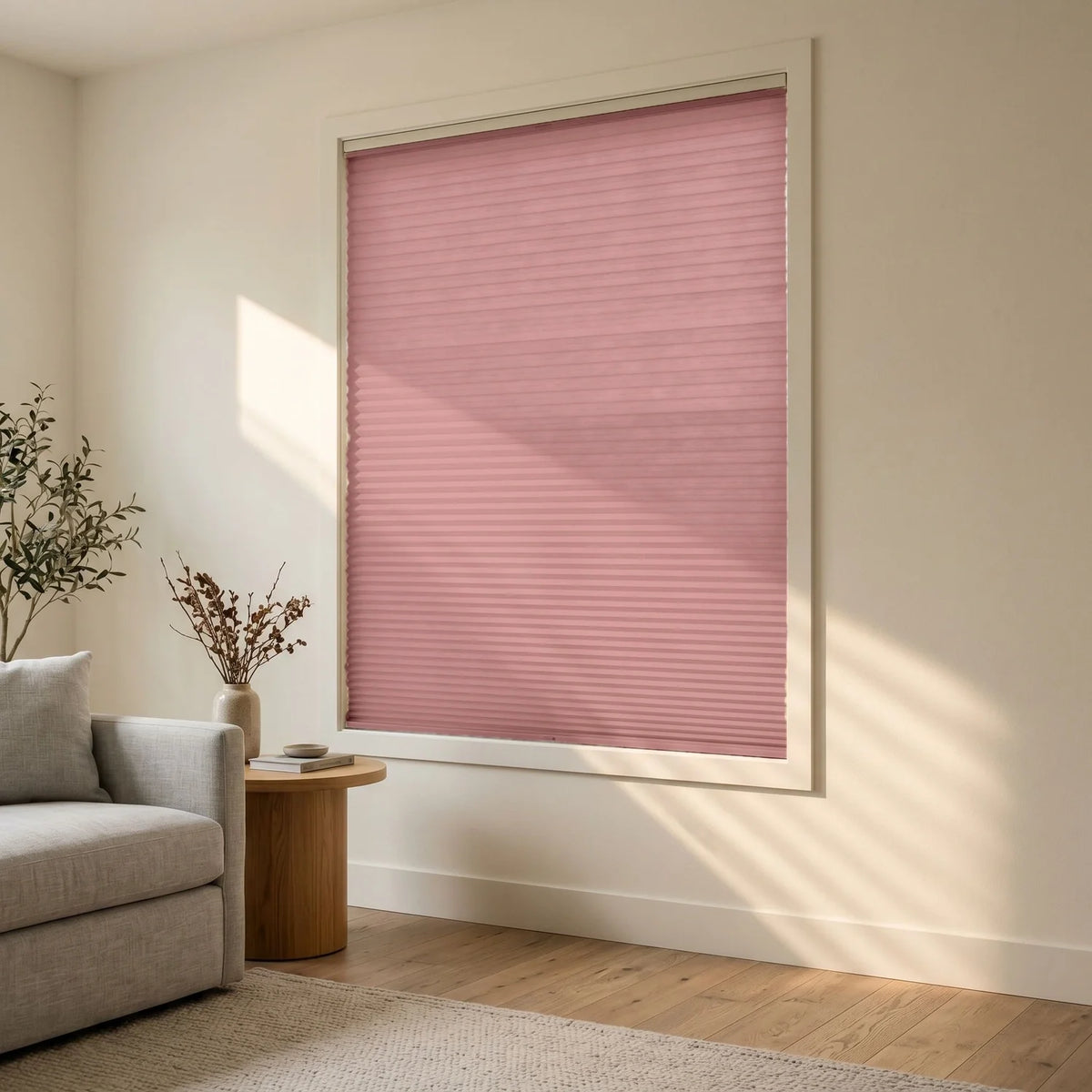 Custom Cellular Shades - Dusty Rose in Modern Living