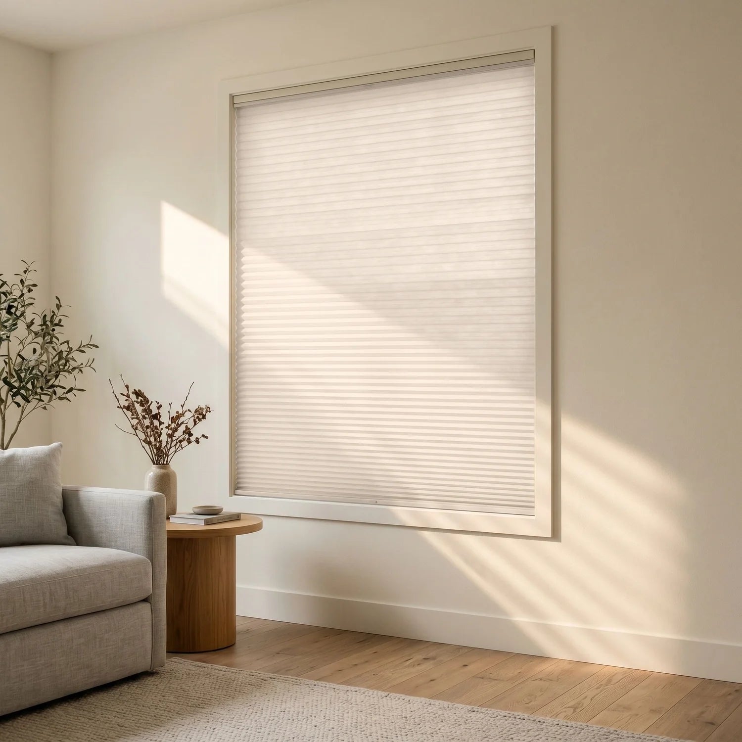 Custom Cellular Shades - Ivory Cream in Modern Living