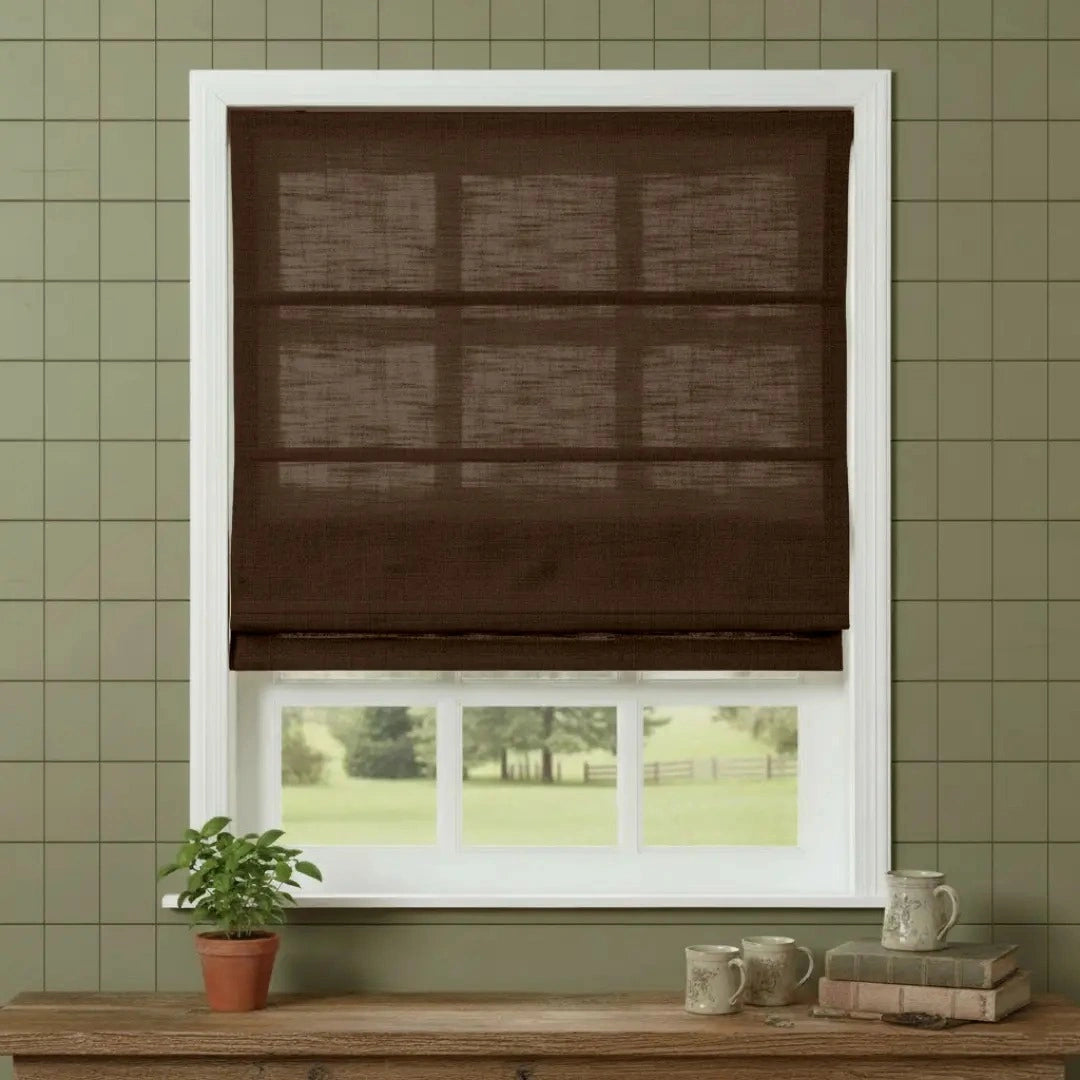 Costom Roman Shades Chocolate Brown W1234-8