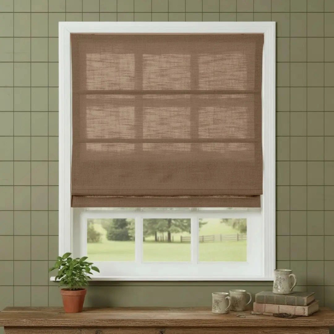 Costom Roman Shades Light Brown W1234-11