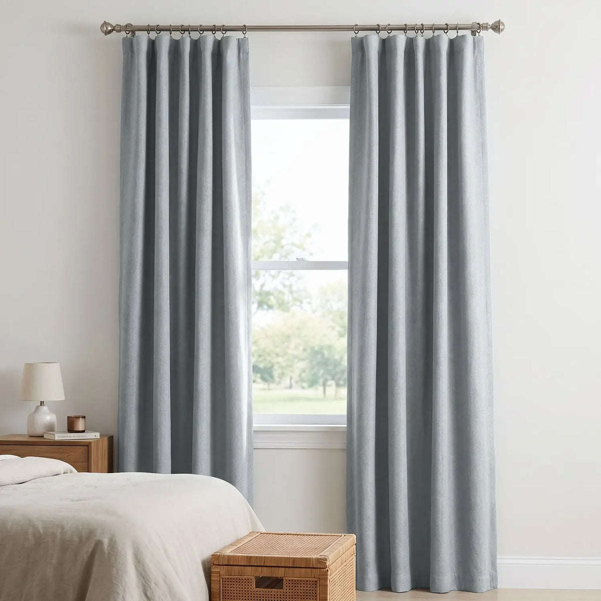 Custom Blackout Curtain - Mist Grey in room