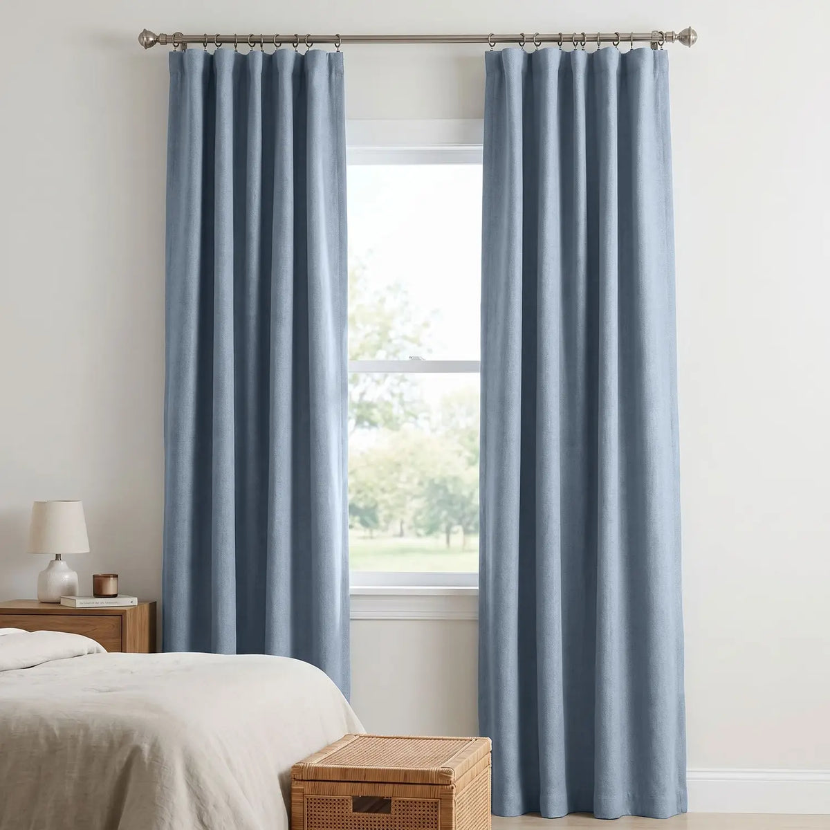 Custom Blackout Curtain - Sky Blue in room