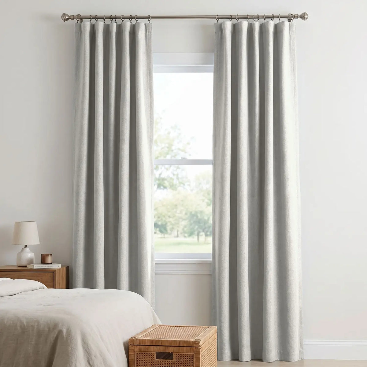 Custom Blackout Curtain - Oat Beige in room