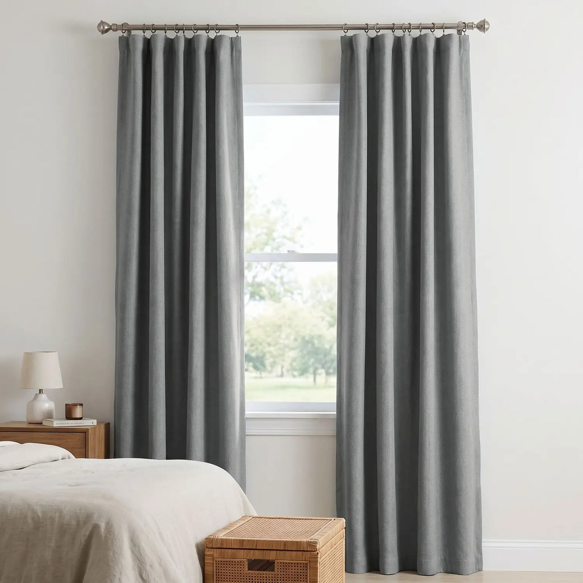 Custom Blackout Curtain - Greige in room