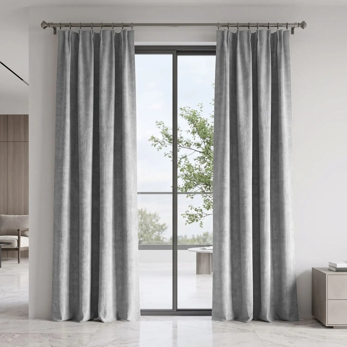 Custom Blackout Curtain - Silver Grey in room