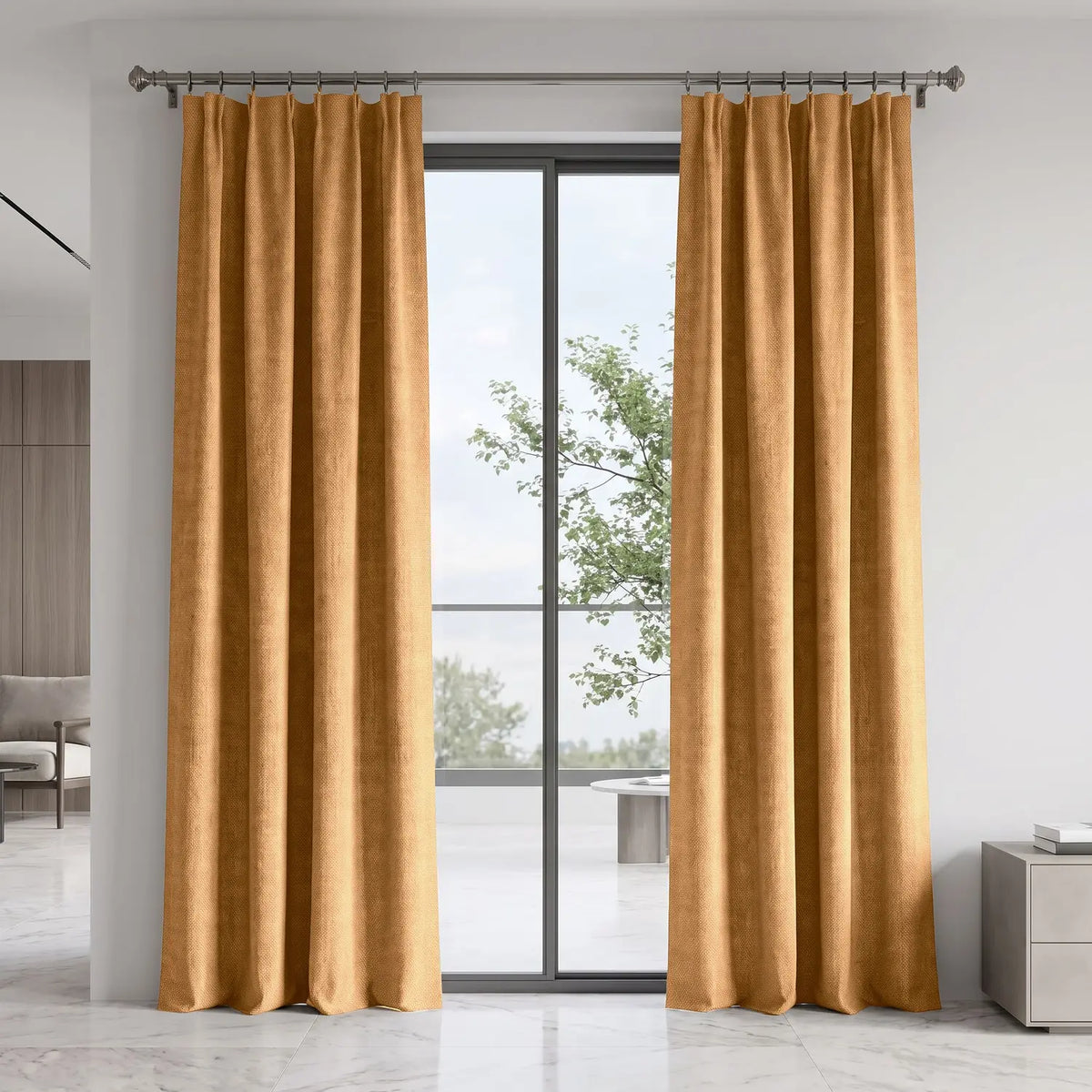 Custom Blackout Curtain - Peach Clay in room
