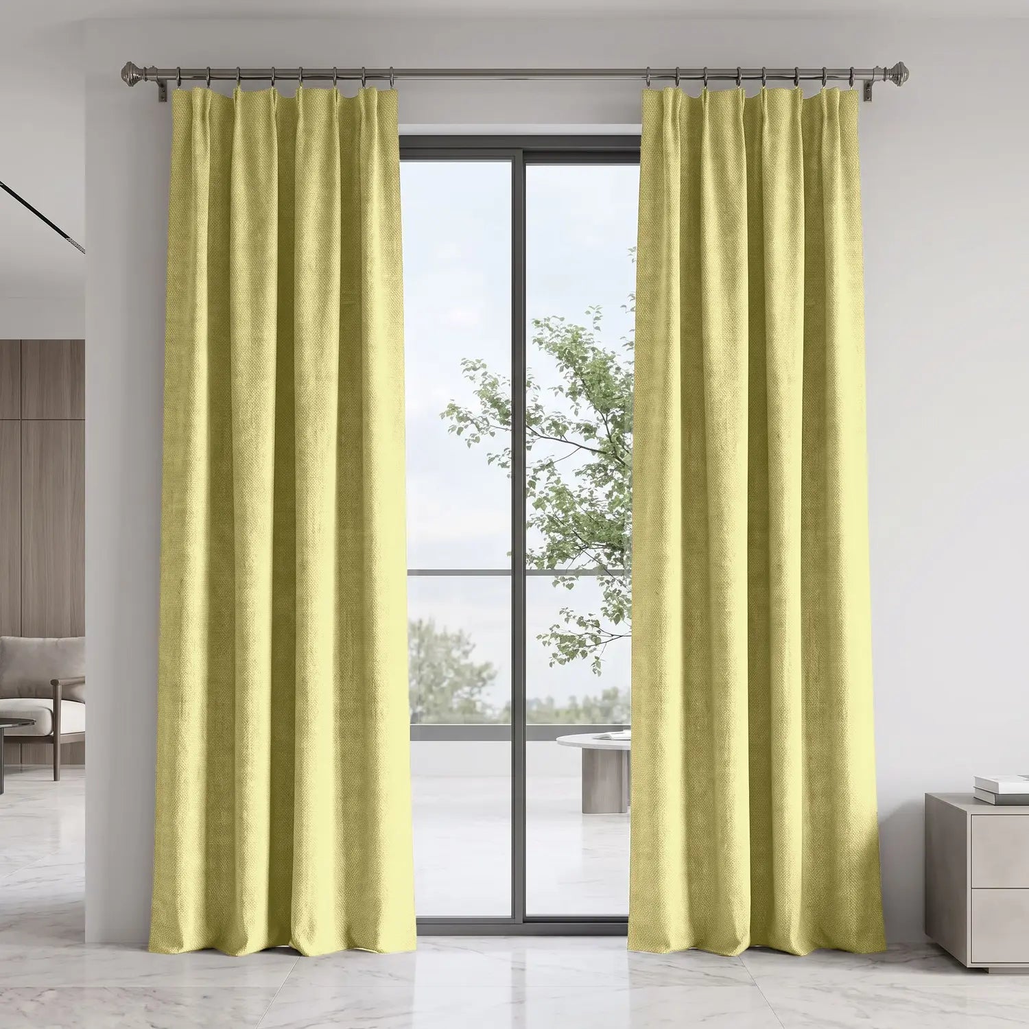 Custom Blackout Curtain - Pale Wheat in room
