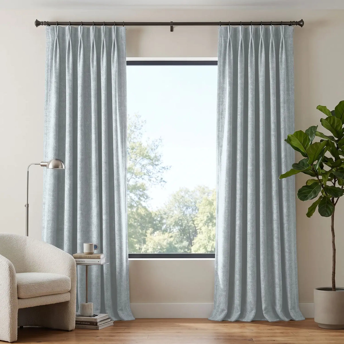 Custom Blackout Curtain - Pearl Grey in room