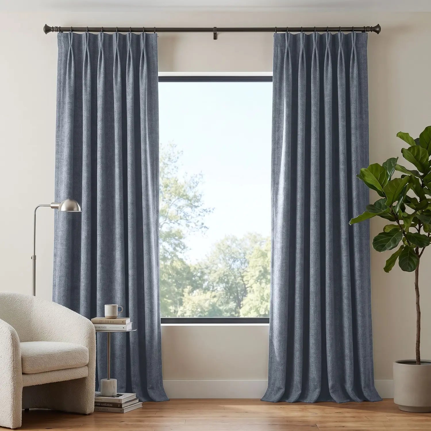 Custom Blackout Curtain - Pewter Grey in room