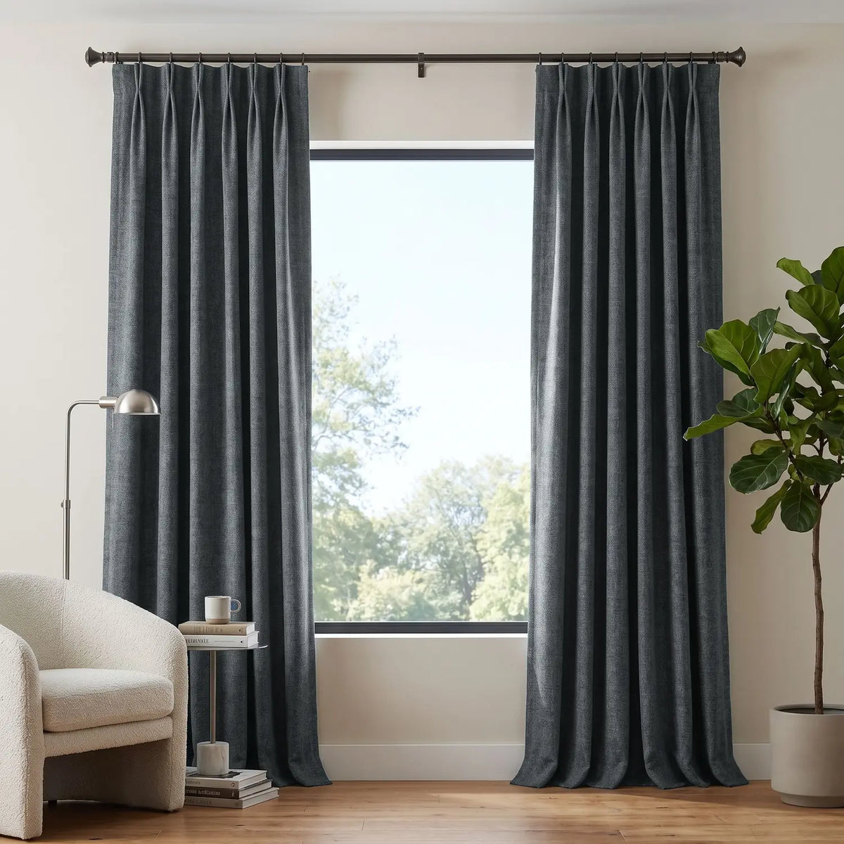 Custom Blackout Curtain - Slate Grey in room