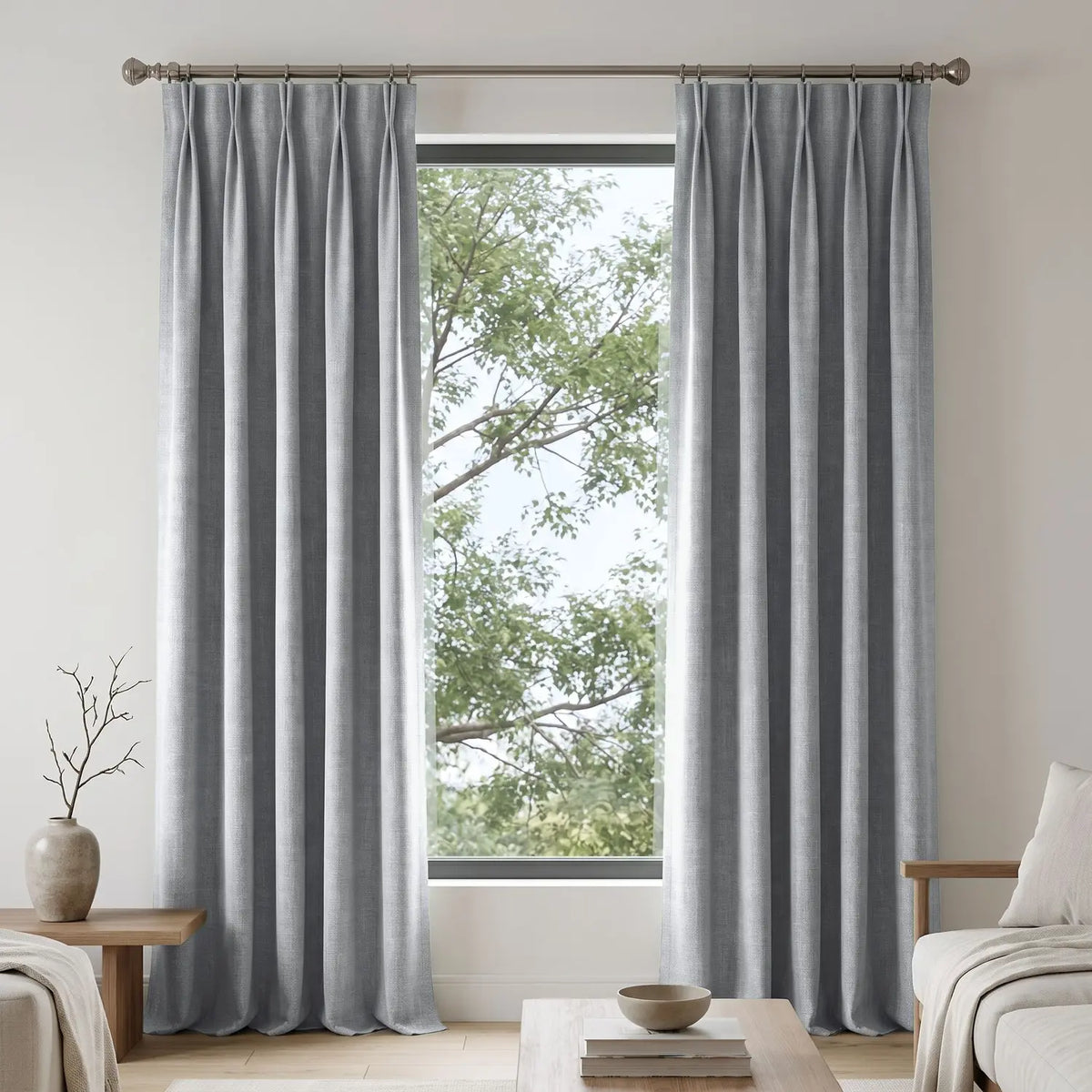 Custom Blackout Curtain - Pearl Grey in room