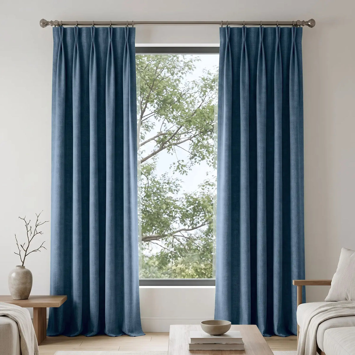 Custom Blackout Curtain - Dusty Blue in room