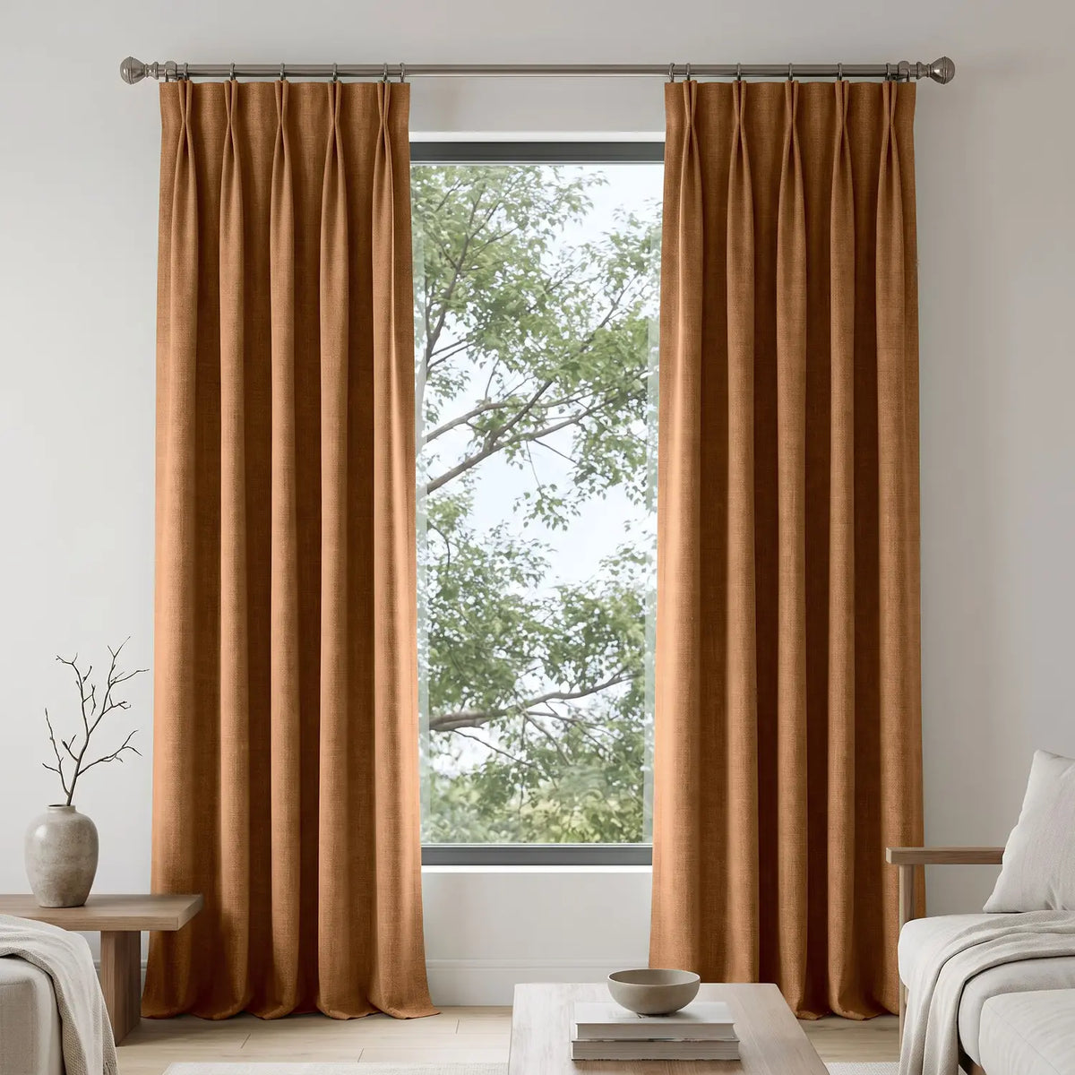 Custom Blackout Curtain - Mocha Brown in room