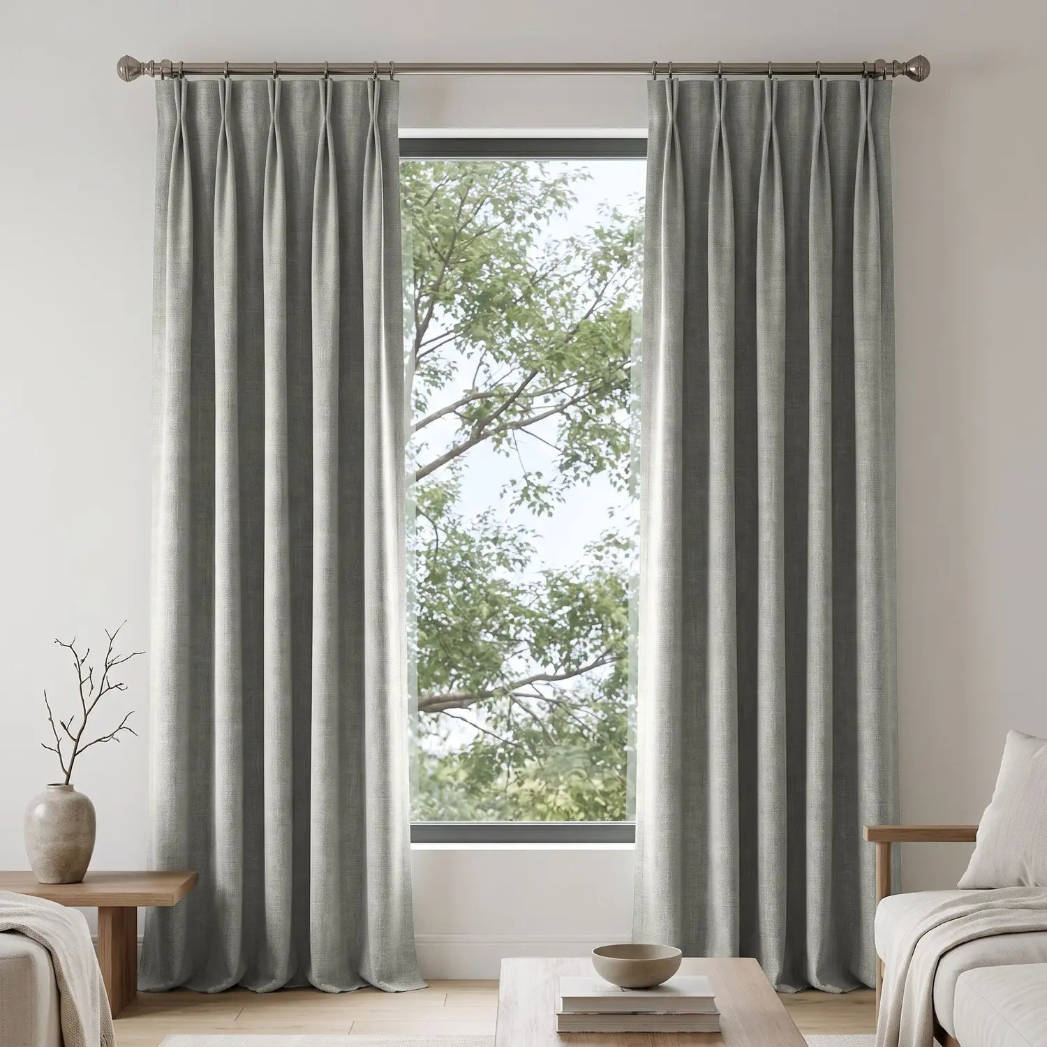 Custom Blackout Curtain - Warm Taupe in room