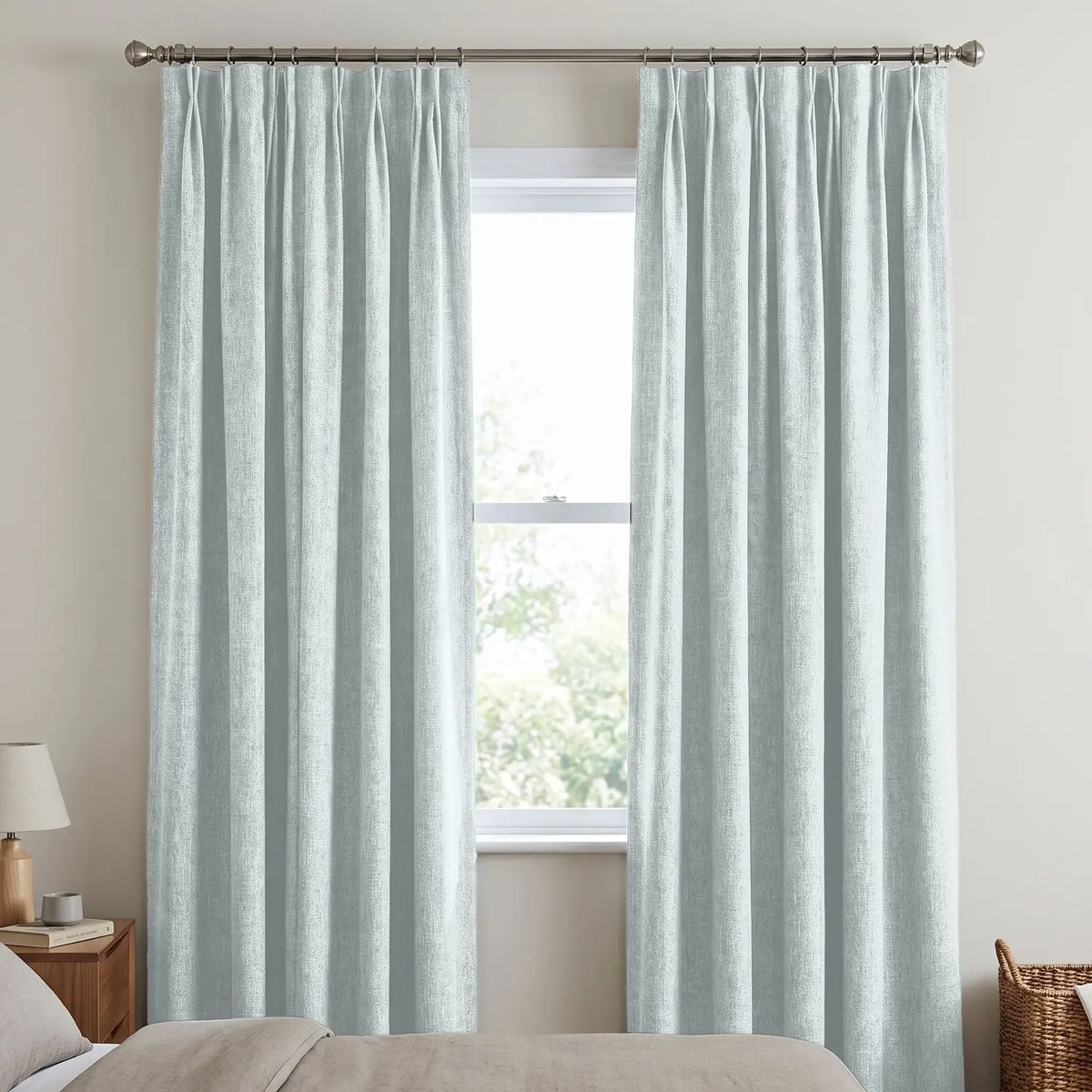 Custom Blackout Curtain - Pearl Grey in room