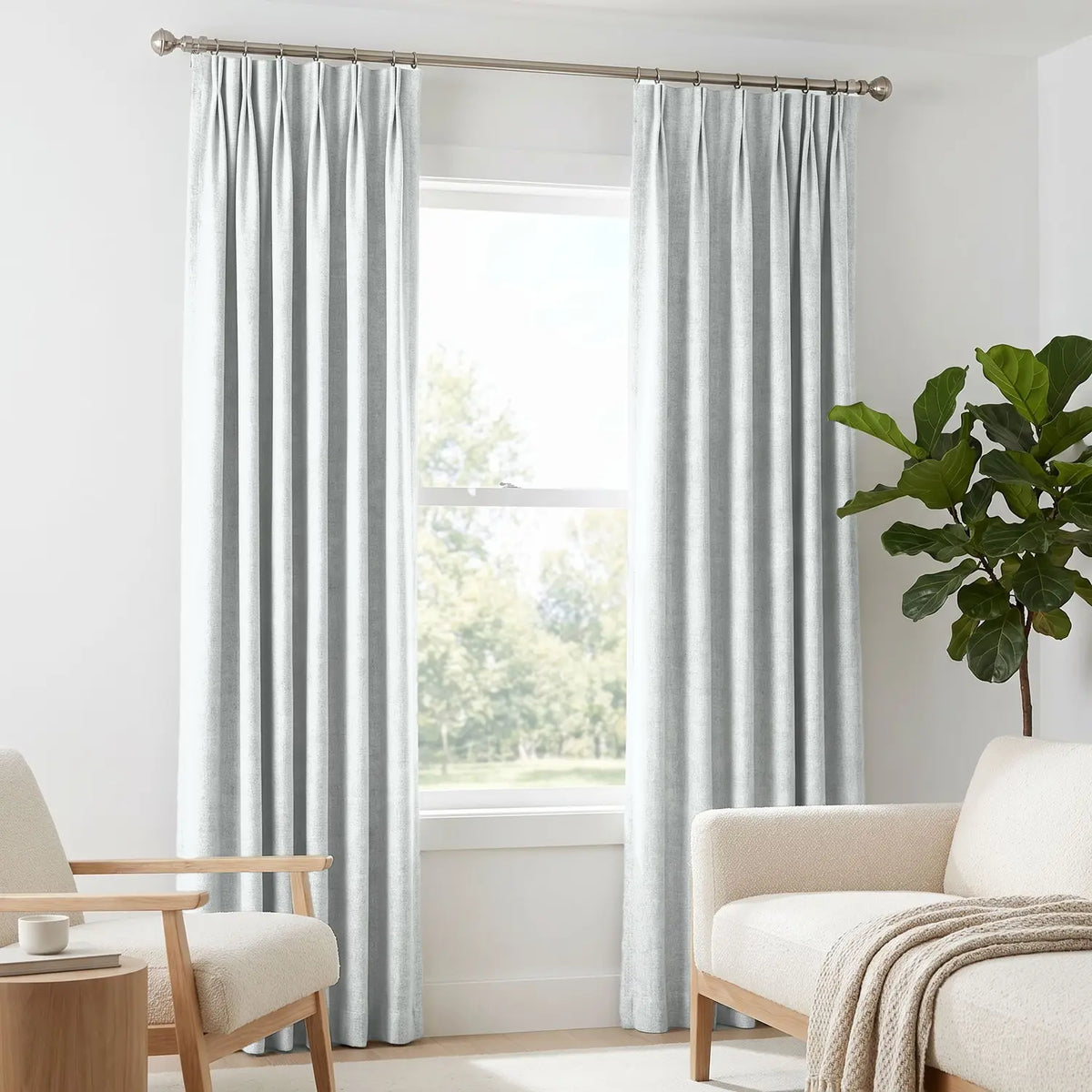 Custom Blackout Curtain - Pearl Grey in room