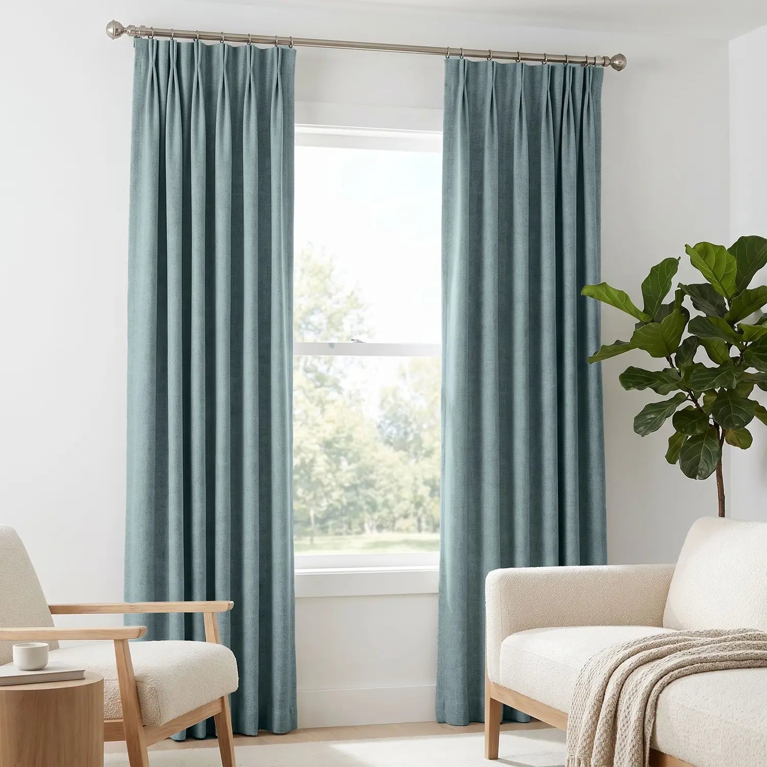Custom Blackout Curtain - Smoke Grey in room