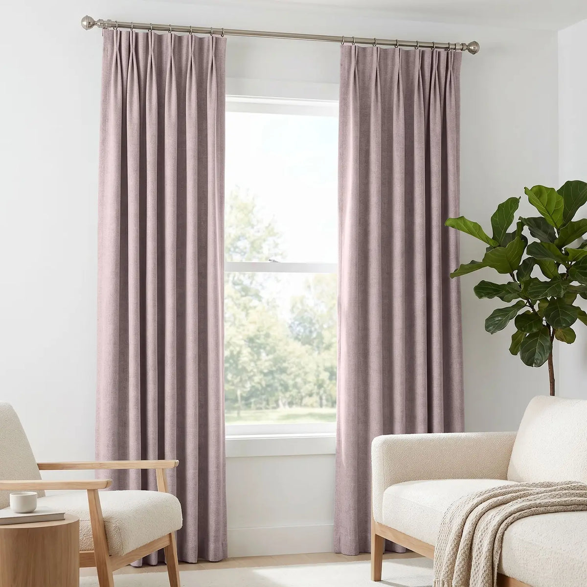 Custom Blackout Curtain - Oat Beige in room
