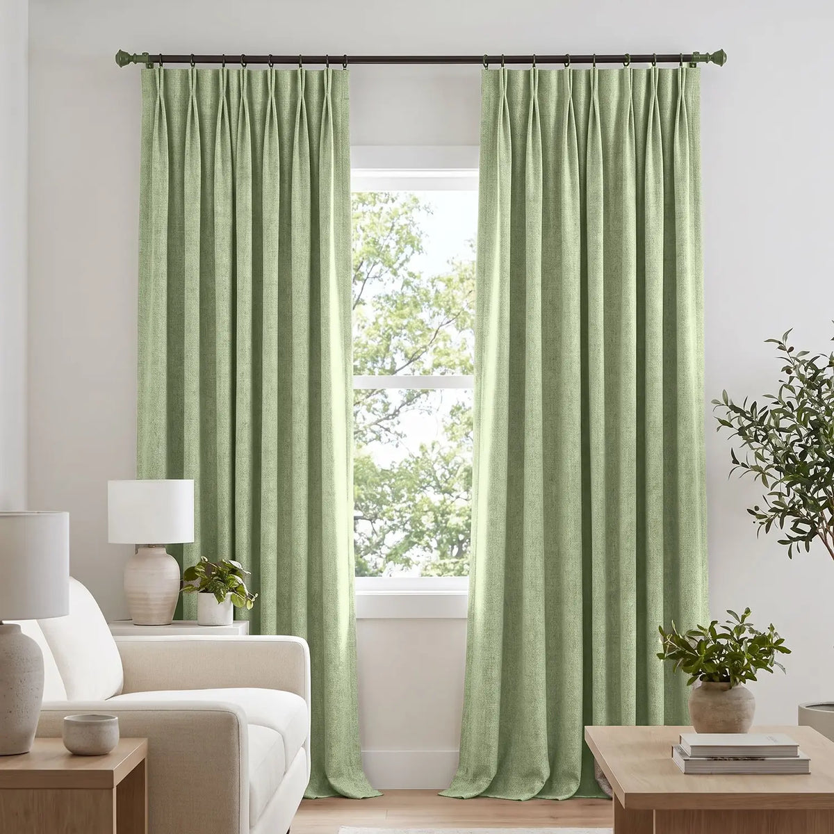 Custom Blackout Curtain - Sage Olive in room