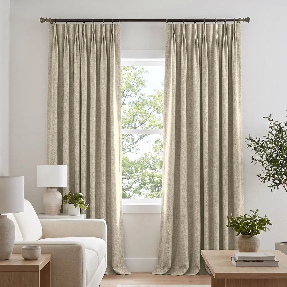 Custom Blackout Curtain - Sandstone in room