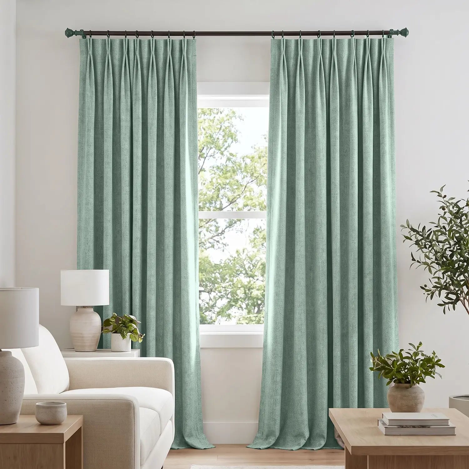 Custom Blackout Curtain - Eucalyptus in room