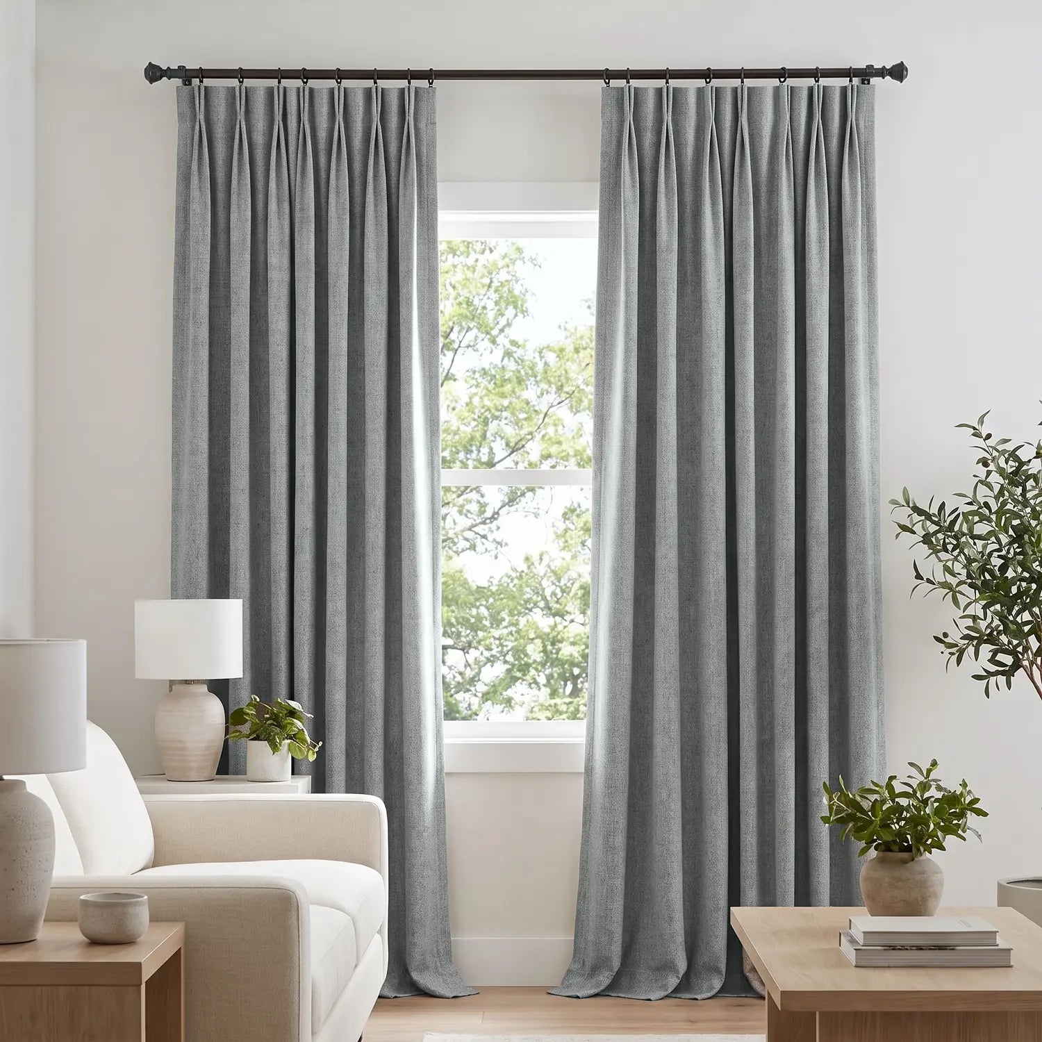 Custom Blackout Curtain - Pewter Grey in room