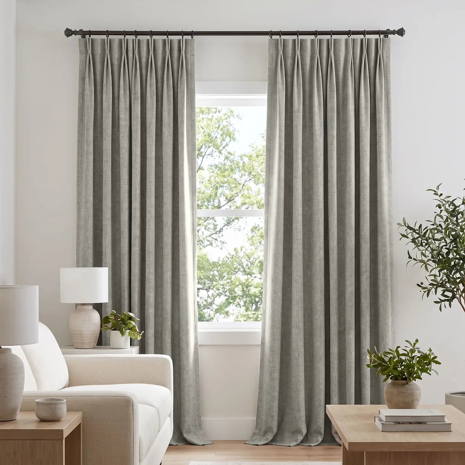 Custom Blackout Curtain - Stone Grey in room
