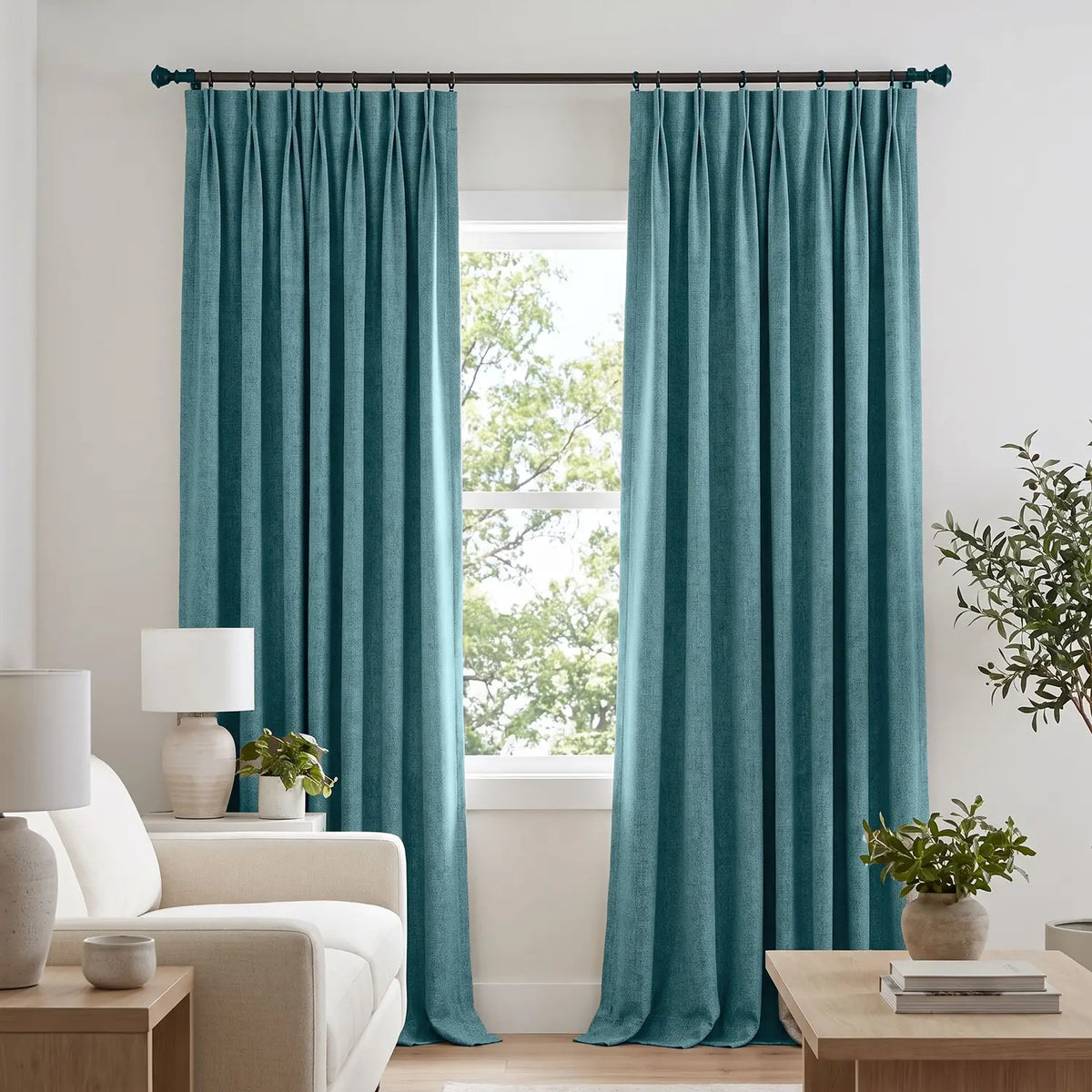 Custom Blackout Curtain - Deep Teal in room