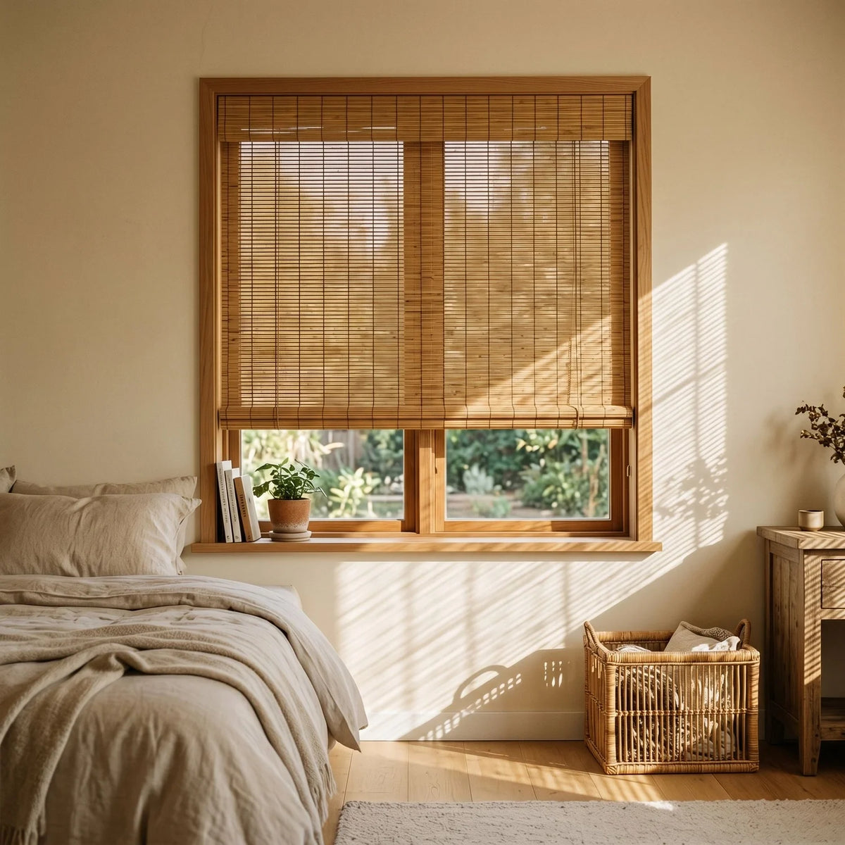 Bamboo Blinds - Rustic Bedroom original