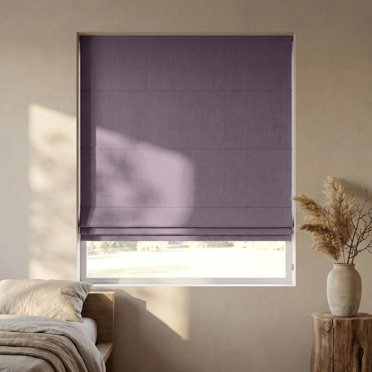 Custom Roman Shade - Mushroom in room