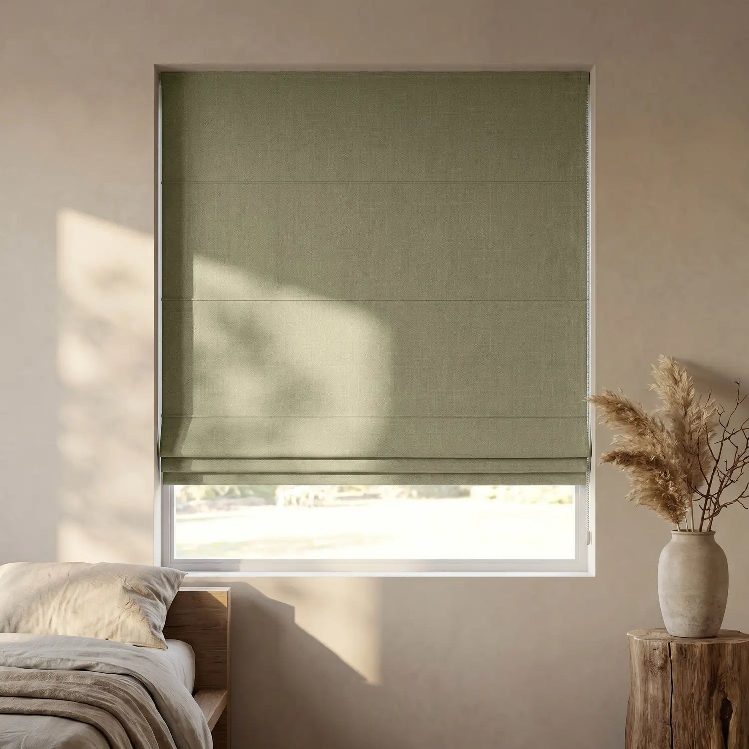 Custom Roman Shade - Mustard Gold in room