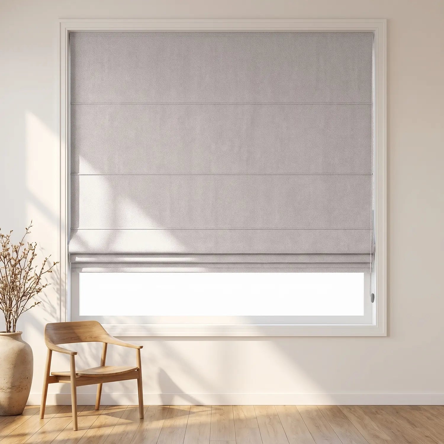 Custom Roman Shade - Almond Cream in room