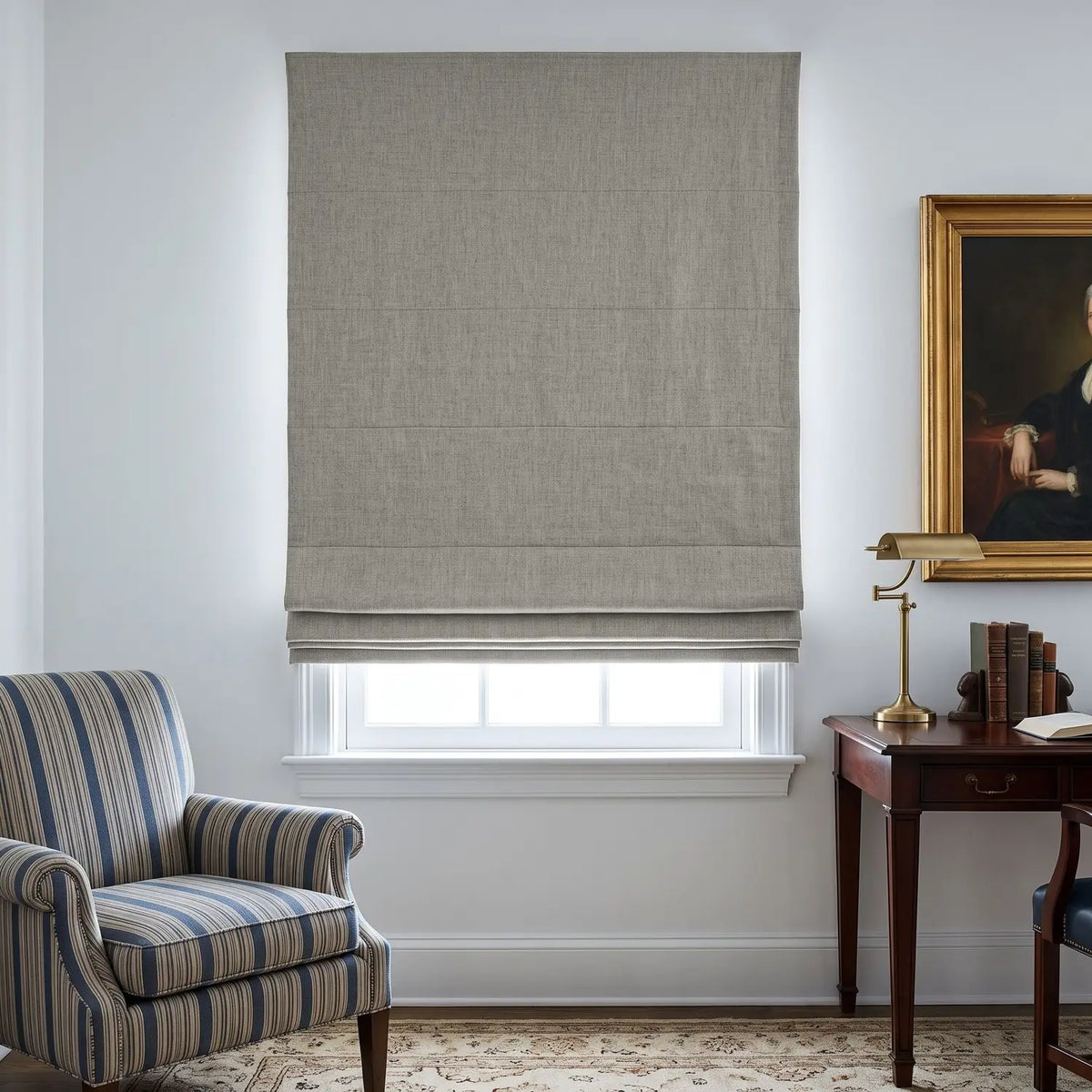 Custom Roman Shade - Mushroom in room