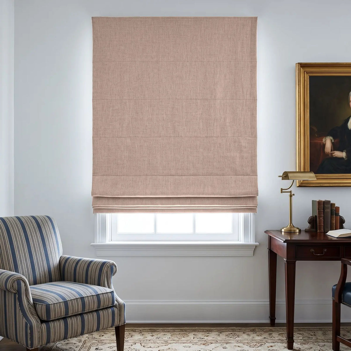 Custom Roman Shade - Apricot in room