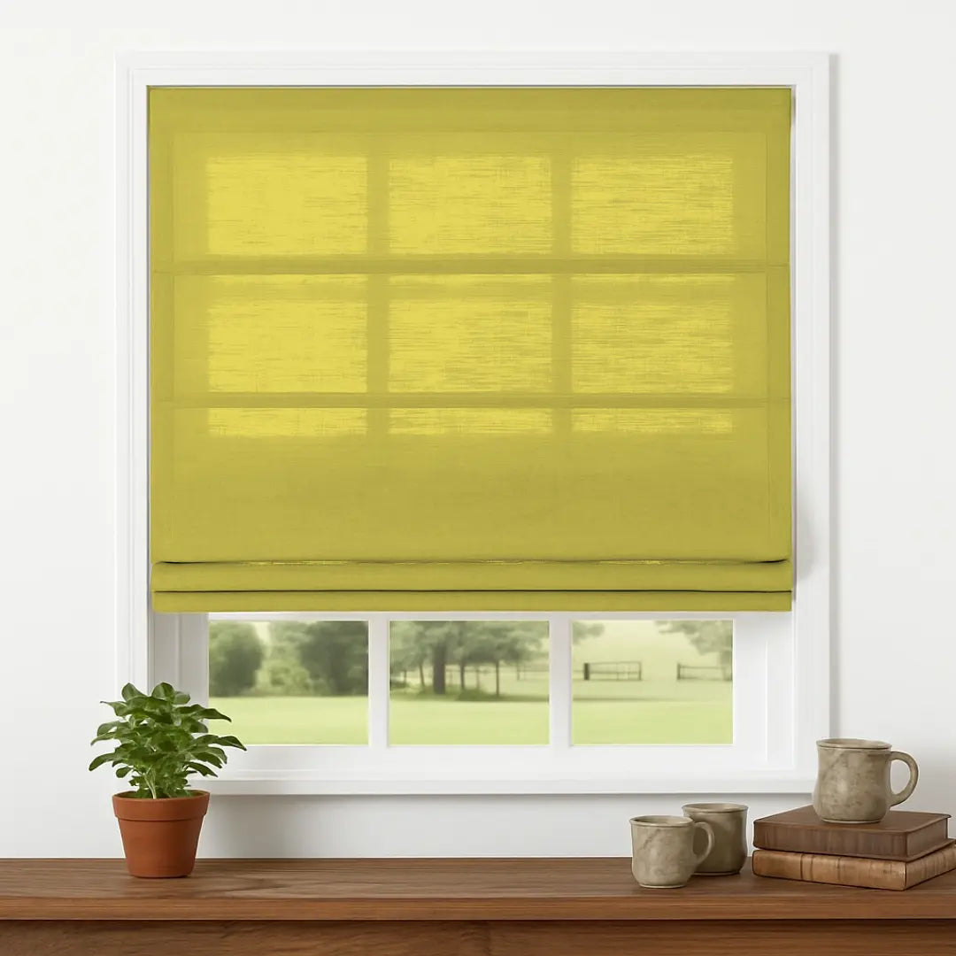 Custom Semi-Blackout Linen Roman Shades