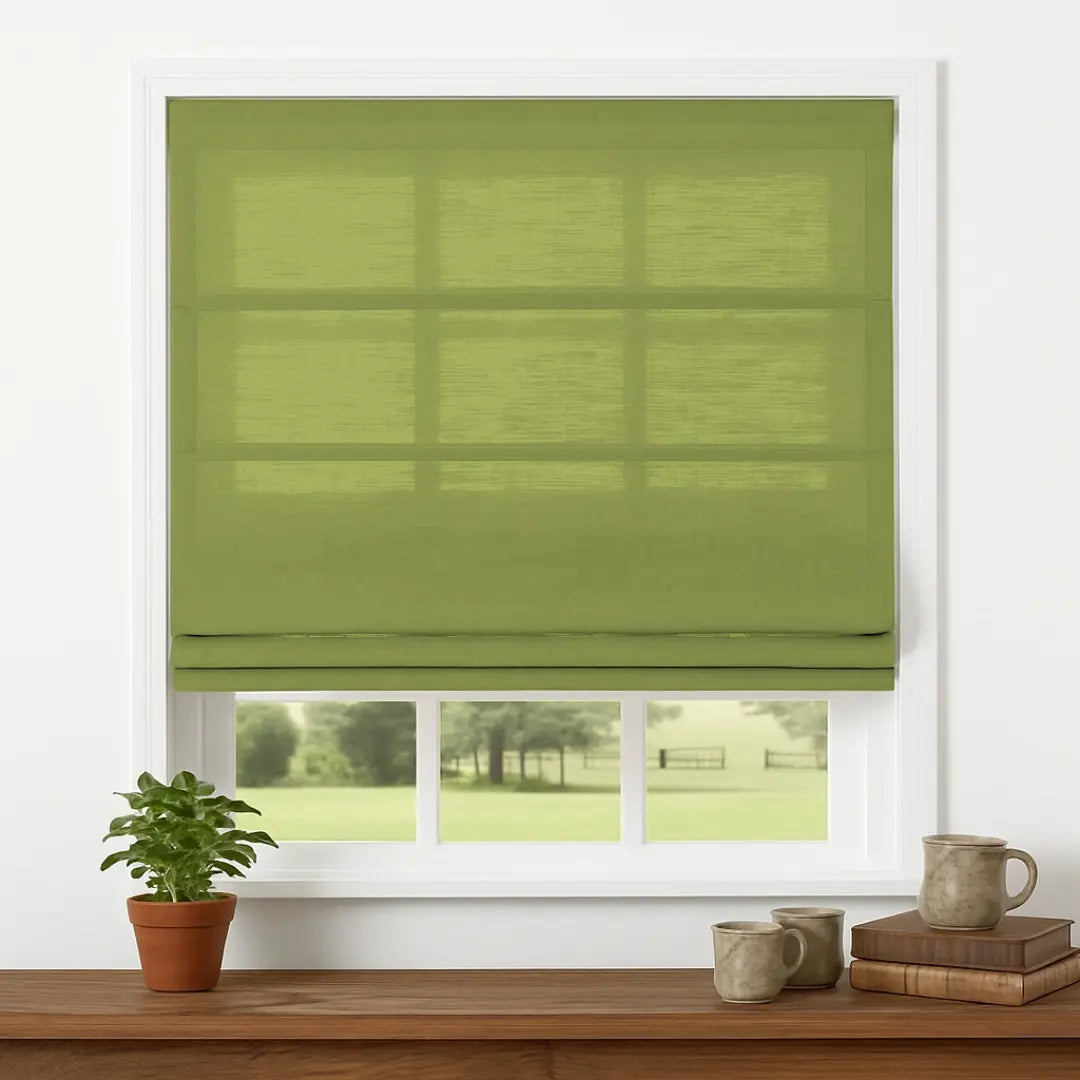 Custom Semi-Blackout Linen Roman Shades