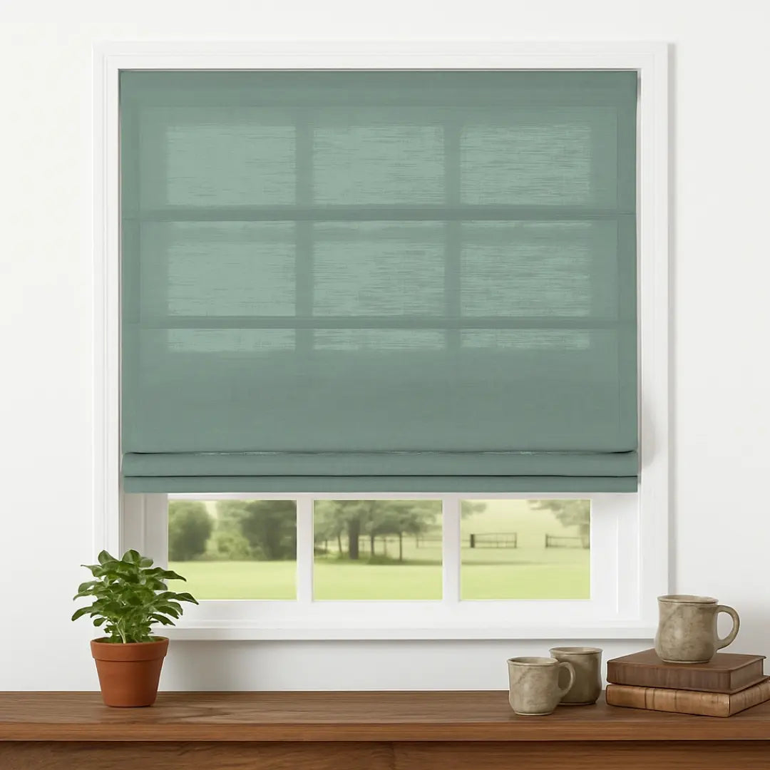 Costom Roman Shades Pale Moss 1038-8