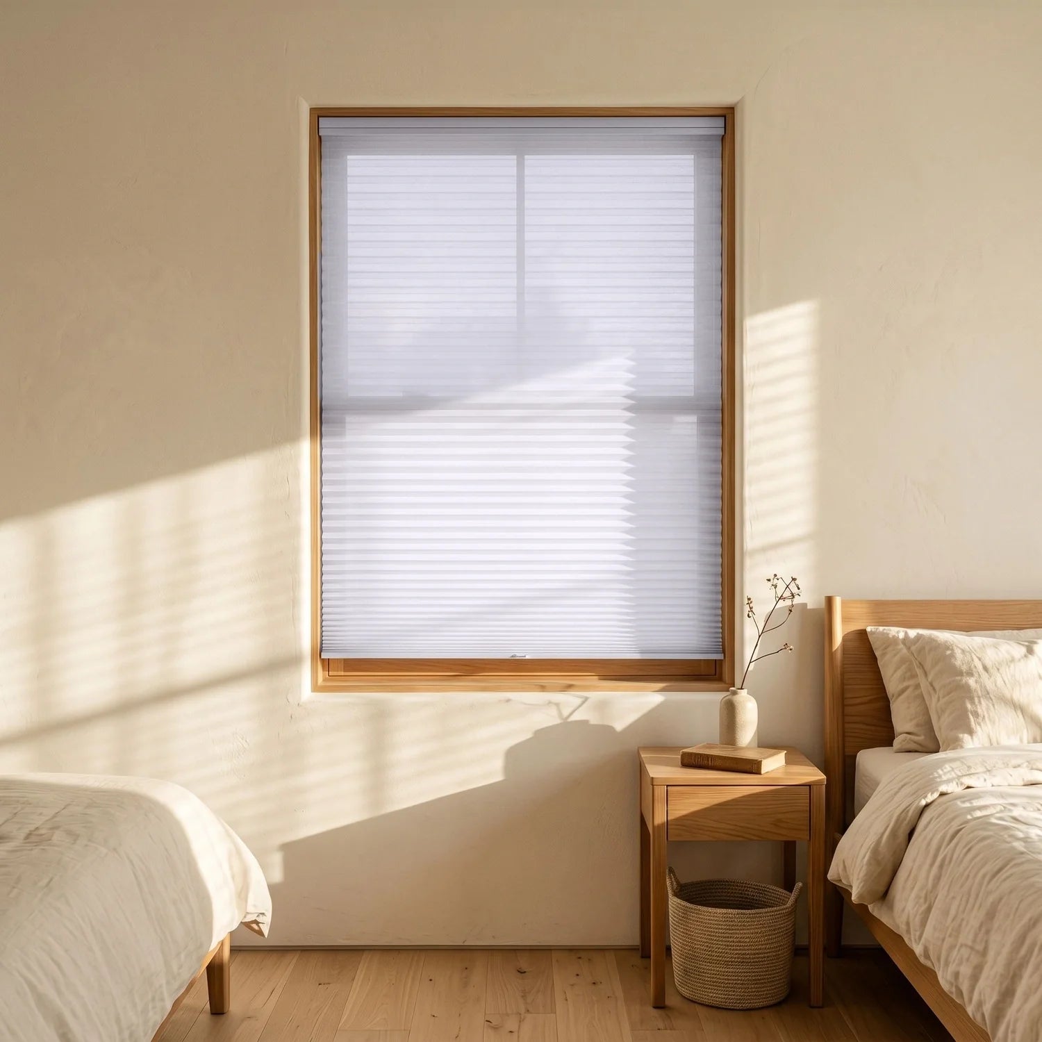 Custom Cellular Shades - Lavender Mist in Luxe Bedroom