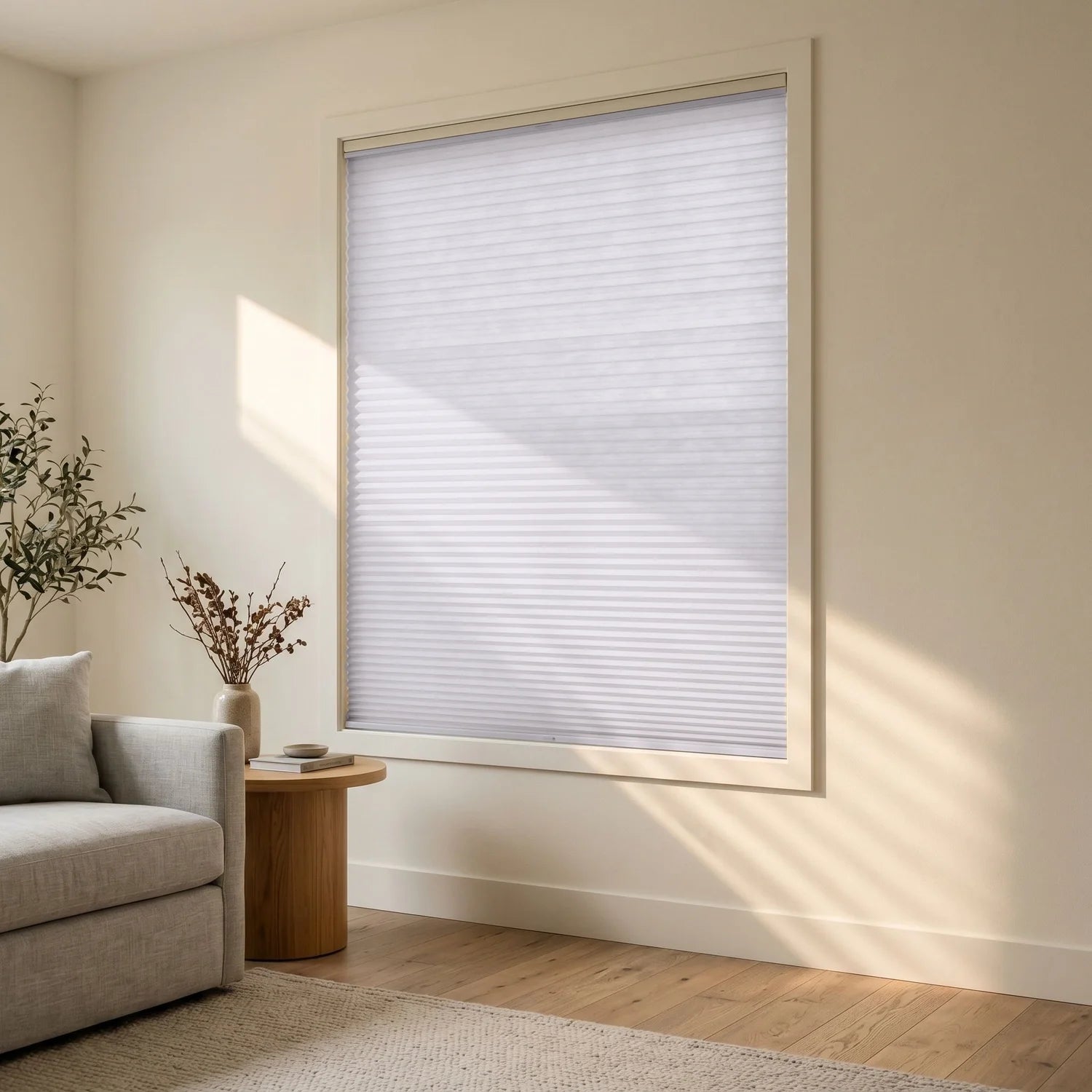 Custom Cellular Shades - Lavender Mist in Modern Living