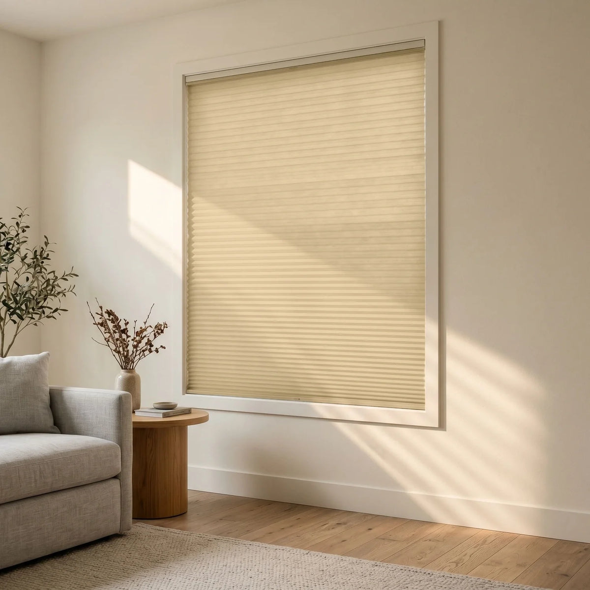 Custom Cellular Shades - Golden Wheat in Modern Living