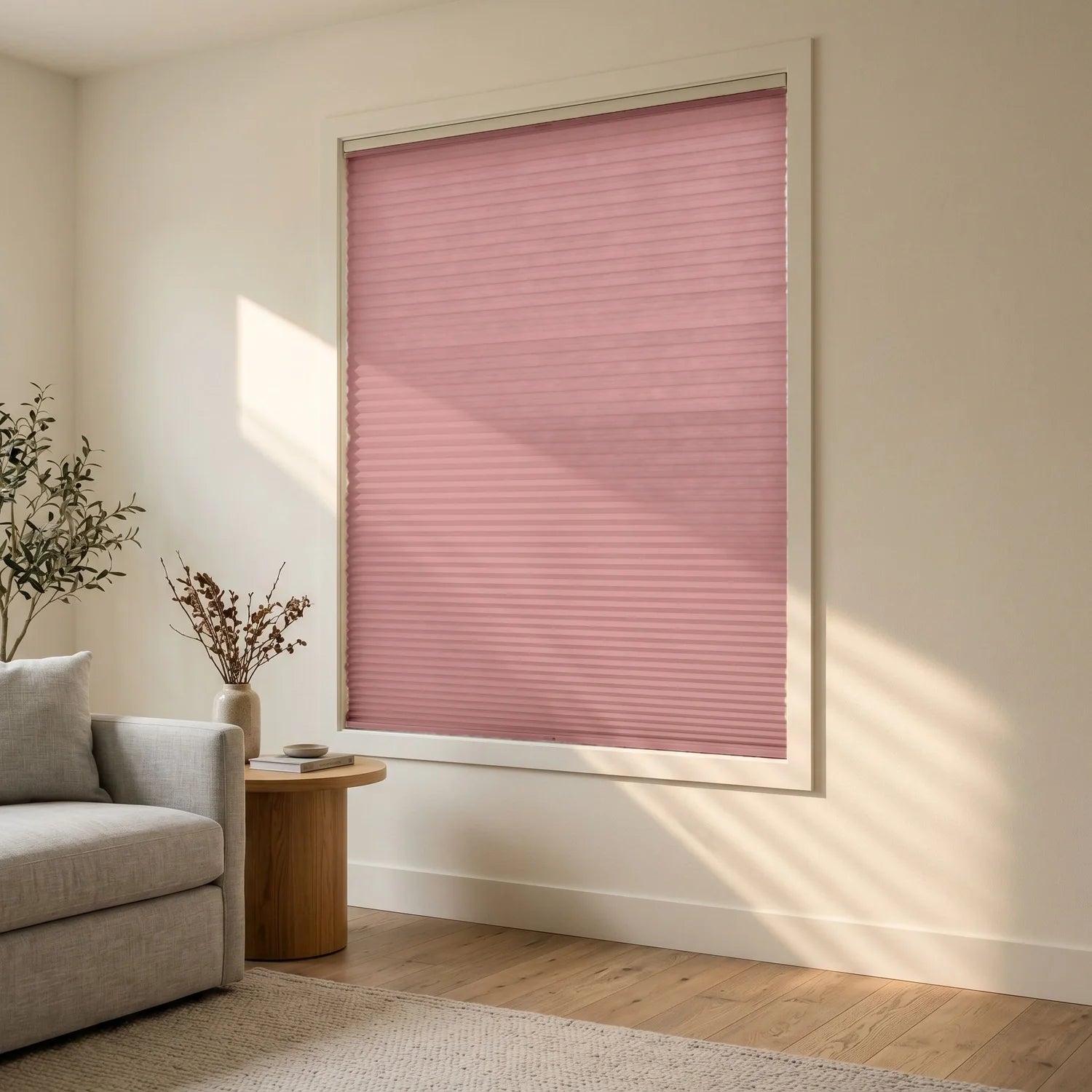 Custom Cellular Shades - Dusty Rose in Modern Living