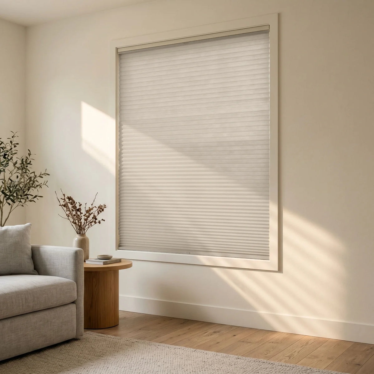 Custom Cellular Shades - Greige in Modern Living