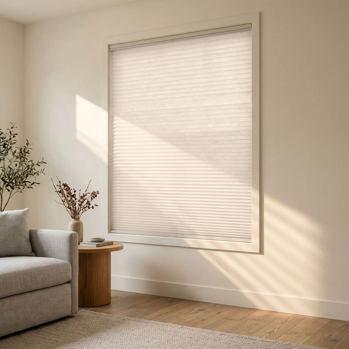 Custom Cellular Shades - Ivory Cream in Modern Living