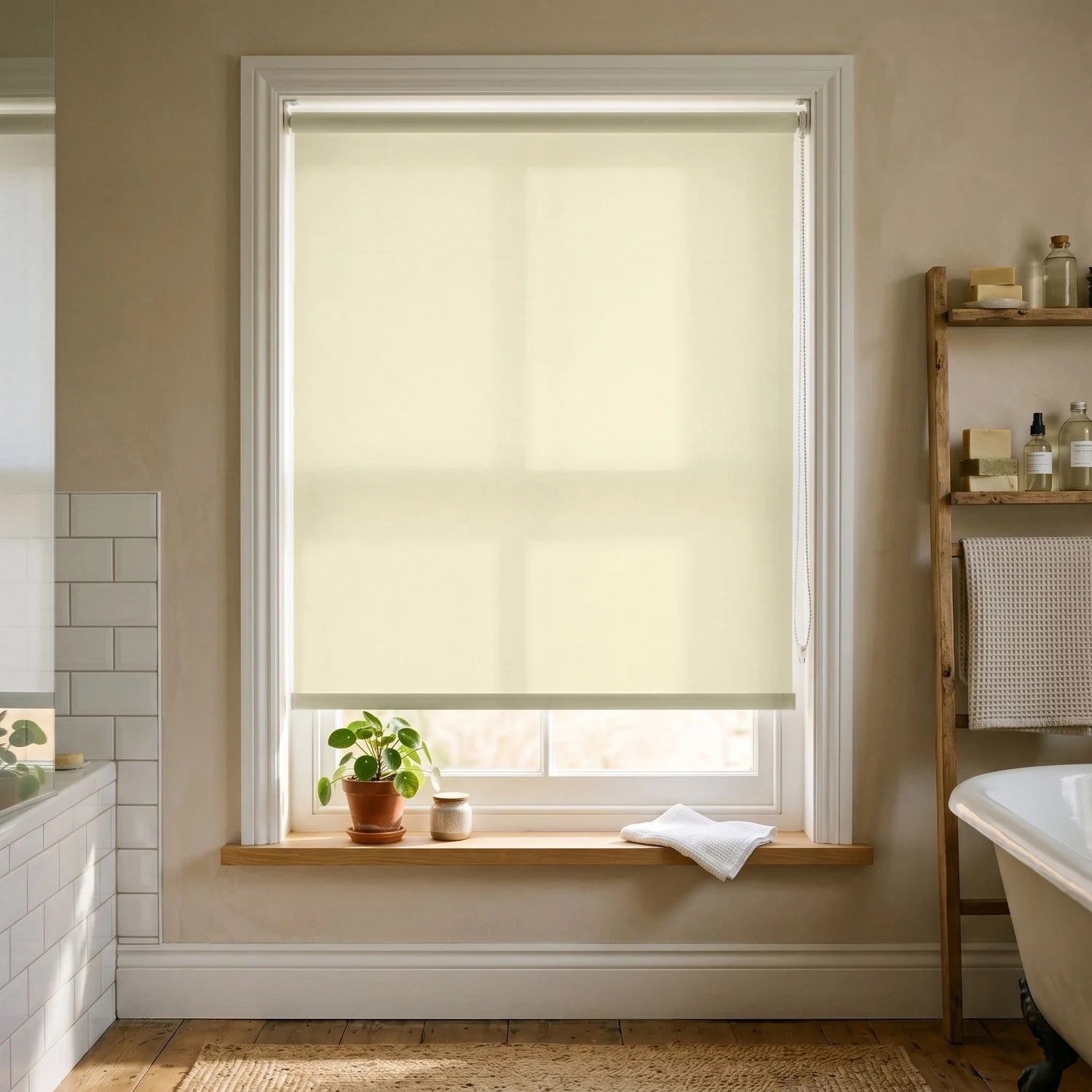 Custom Roller Shades - Pale Yellow ¡¤ Blackout in Bright Bath