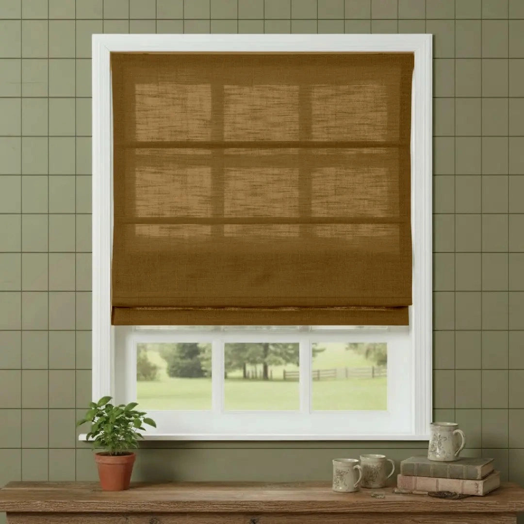 Costom Roman Shades Earthy yellow W1234-15